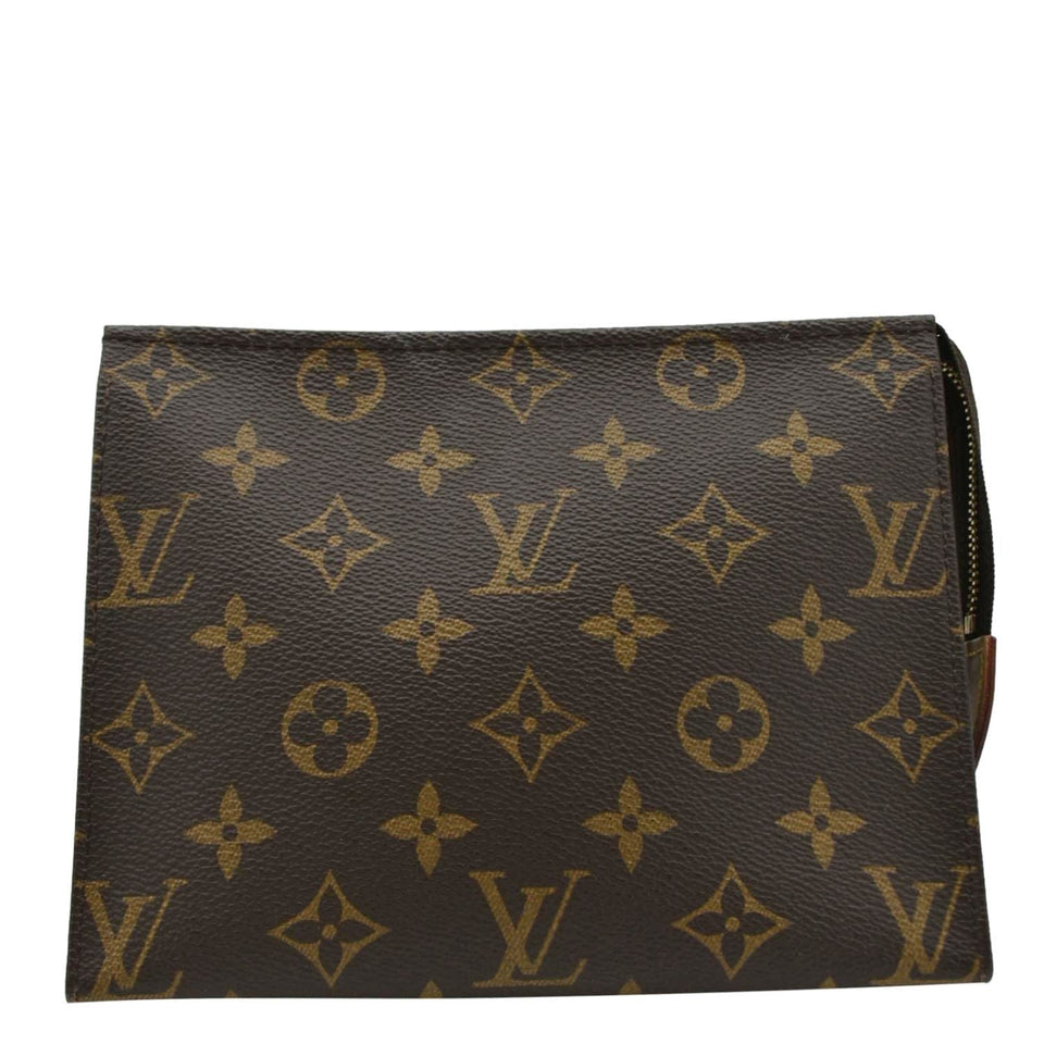 Louis Vuitton Toiletry 19 Pouch Monogram Canvas Clutch Brown