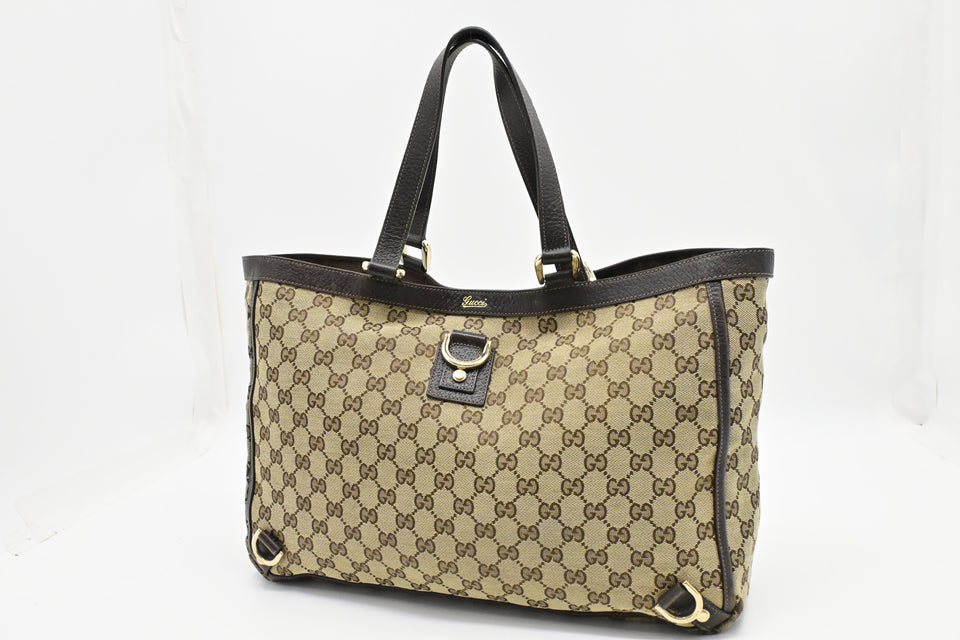 Gucci Abbey Tote Bag in Beige GG Canvas