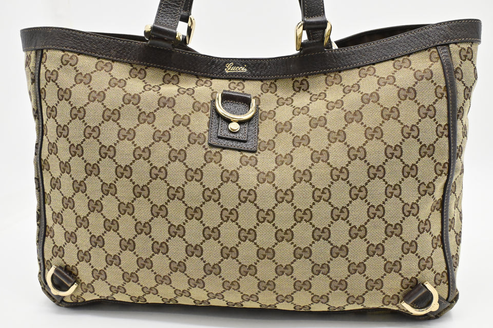 Gucci Abbey Tote Bag in Beige GG Canvas