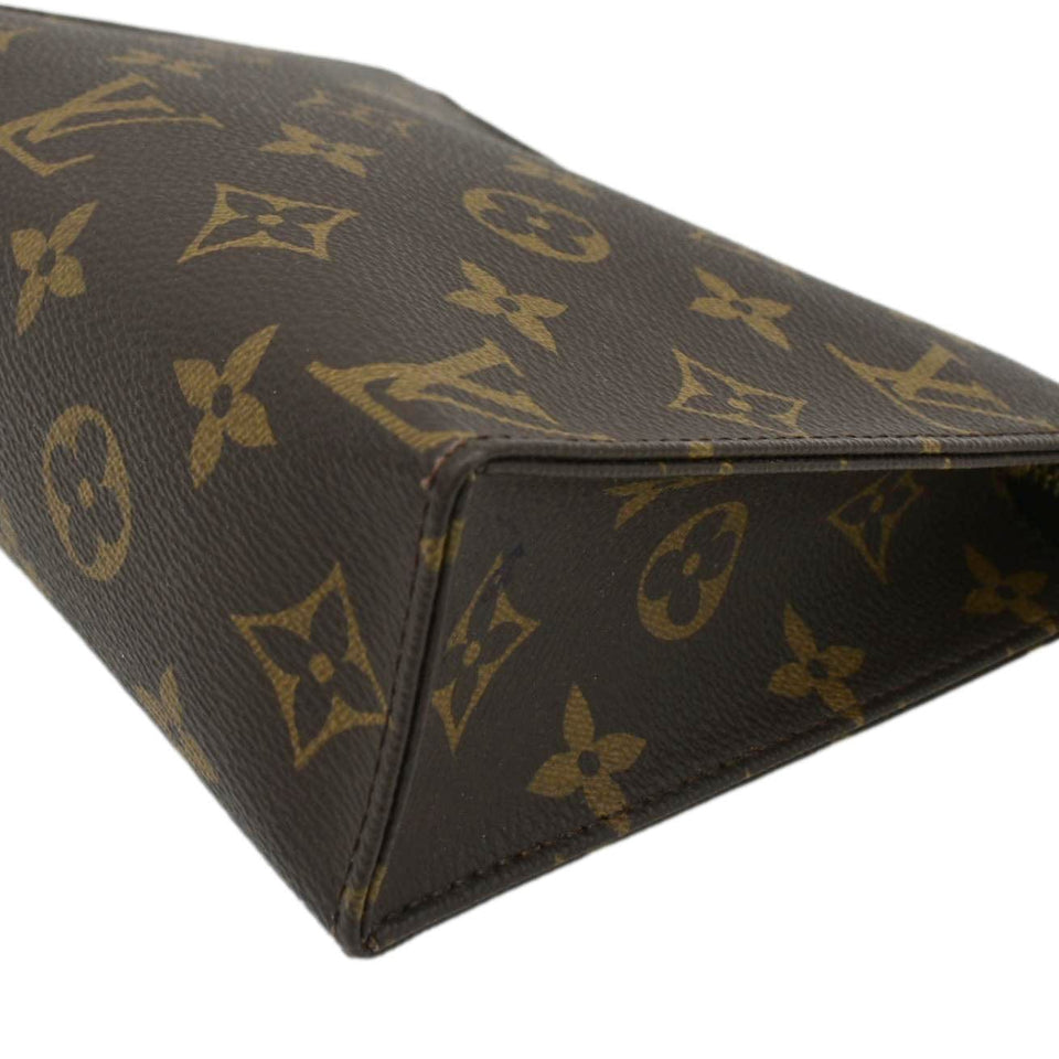 Louis Vuitton Toiletry 19 Pouch Monogram Canvas Clutch Brown