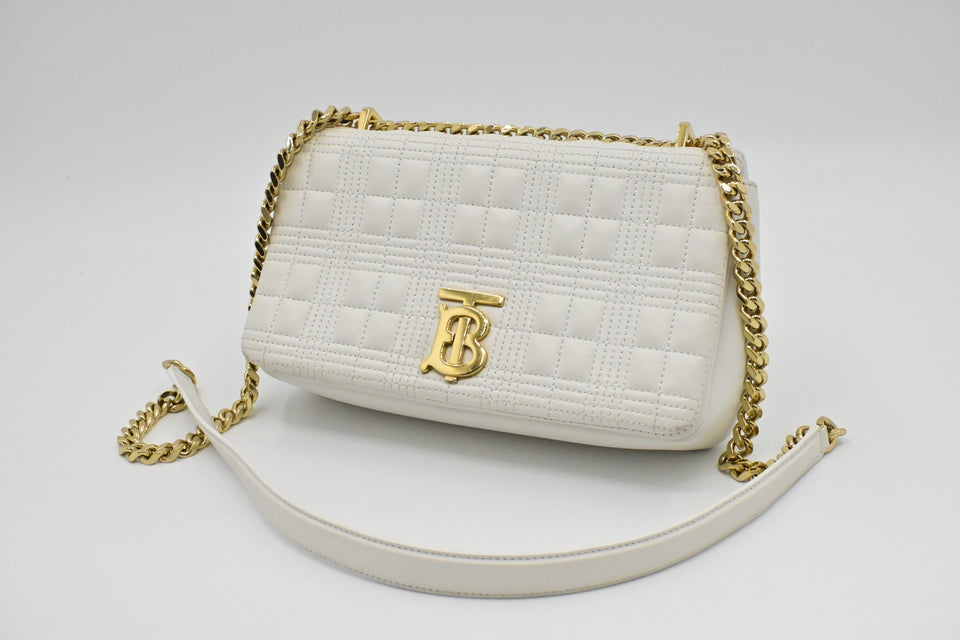 Burberry Lola Crossbody in White Leather