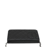 Chanel Cambon Ligne  Wallet On Chain Quilted Leather Clutch Crossbody Bag Black