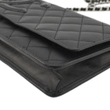Chanel Cambon Ligne  Wallet On Chain Quilted Leather Clutch Crossbody Bag Black