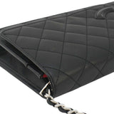 Chanel Cambon Ligne  Wallet On Chain Quilted Leather Clutch Crossbody Bag Black