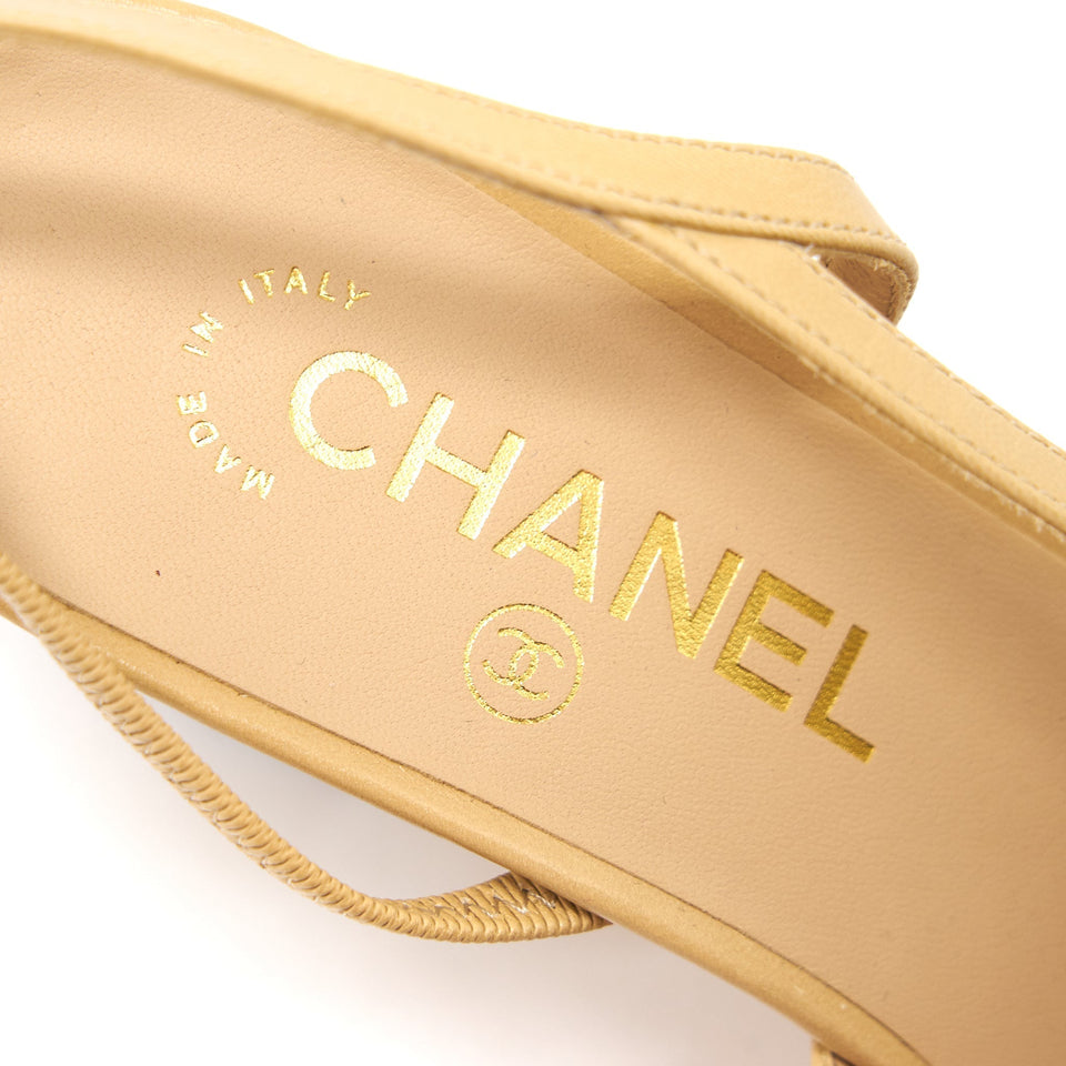Chanel SLING BACK BEIGE & BLACK SIZE38