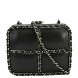 Chanel Minaudiere Lambskin Leather Chain Clutch Crossbody Black