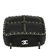 Chanel Minaudiere Lambskin Leather Chain Clutch Crossbody Black