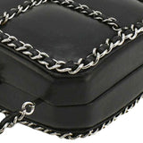 Chanel Minaudiere Lambskin Leather Chain Clutch Crossbody Black