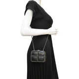 Chanel Minaudiere Lambskin Leather Chain Clutch Crossbody Black