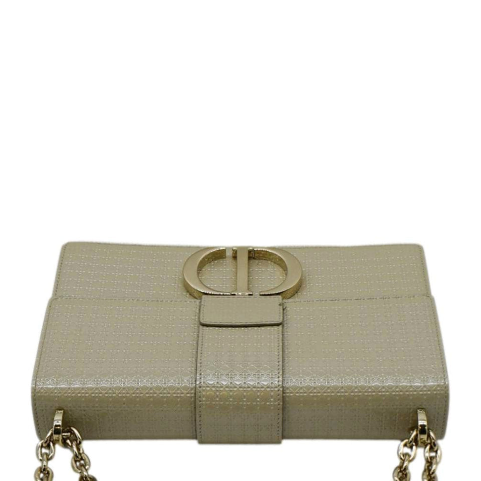 Christian Dior Micro Cannage 30 Montaigne Patent Leather Crossbody Bag Light Beige