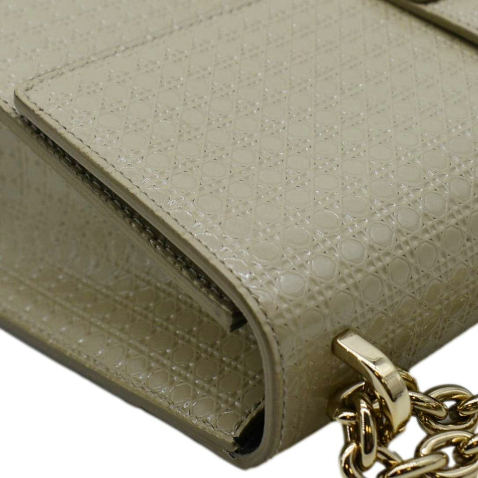 Christian Dior Micro Cannage 30 Montaigne Patent Leather Crossbody Bag Light Beige