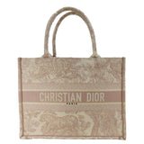 Christian Dior Book Embroidered Canvas Tote Bag Pink