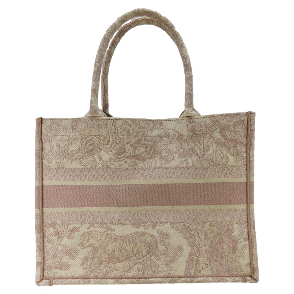 Christian Dior Book Embroidered Canvas Tote Bag Pink