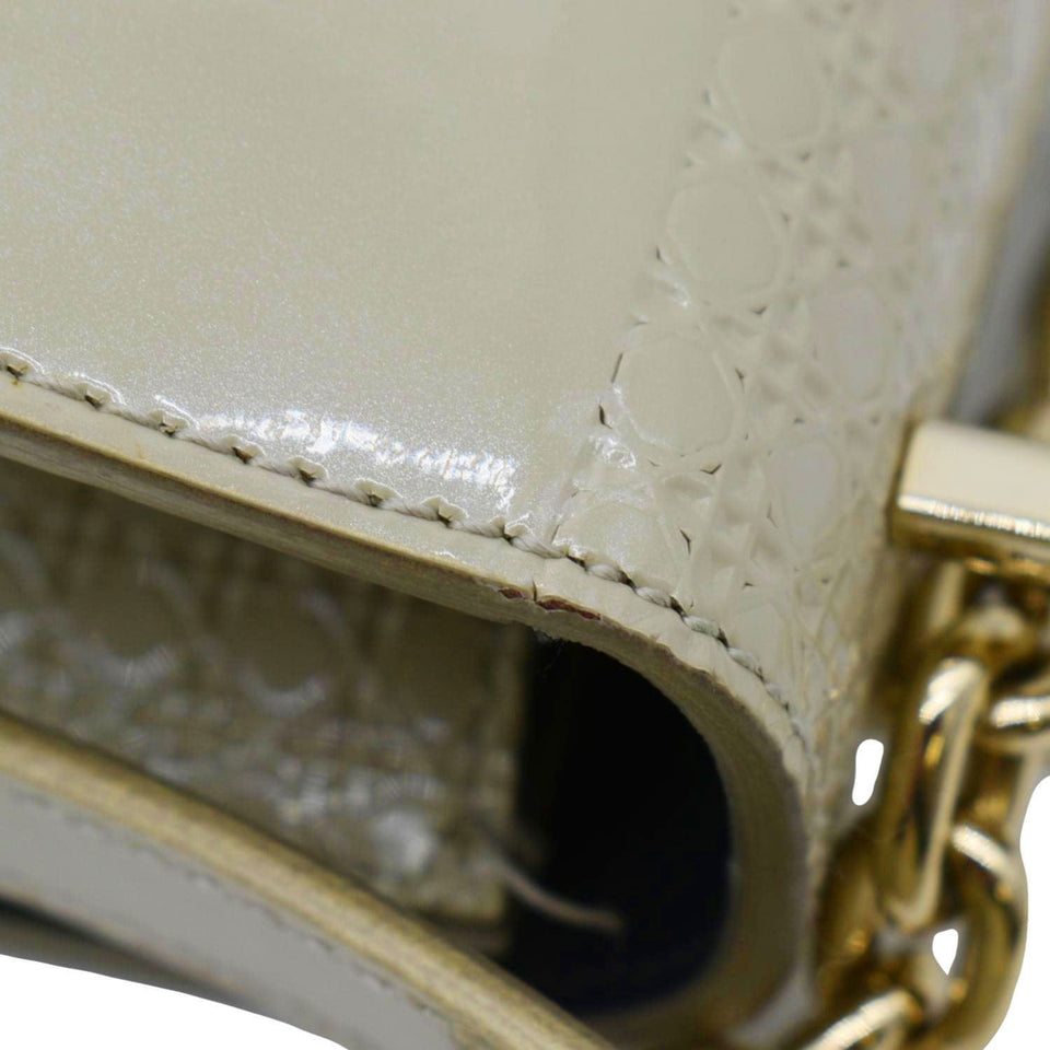 Christian Dior Micro Cannage 30 Montaigne Patent Leather Crossbody Bag Light Beige