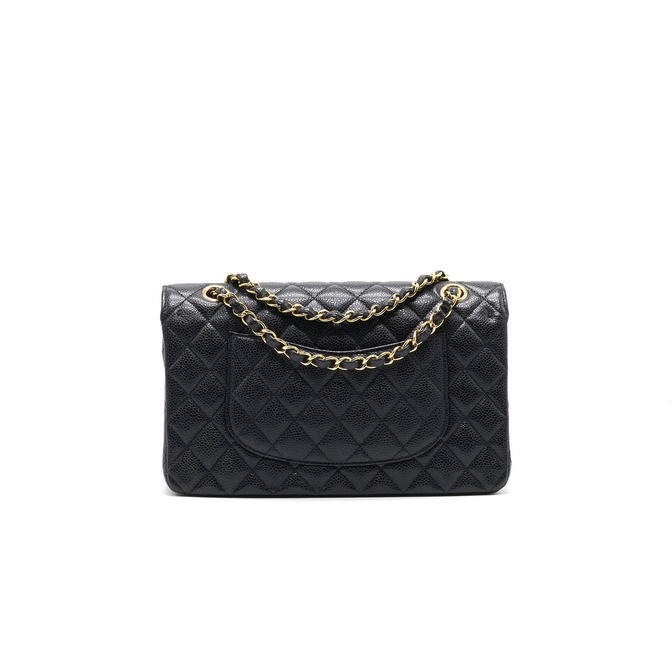 Chanel MEDIUM CLASSIC DOUBLE FLAP CAVIER Black and gold