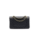 Chanel MEDIUM CLASSIC DOUBLE FLAP CAVIER Black and gold