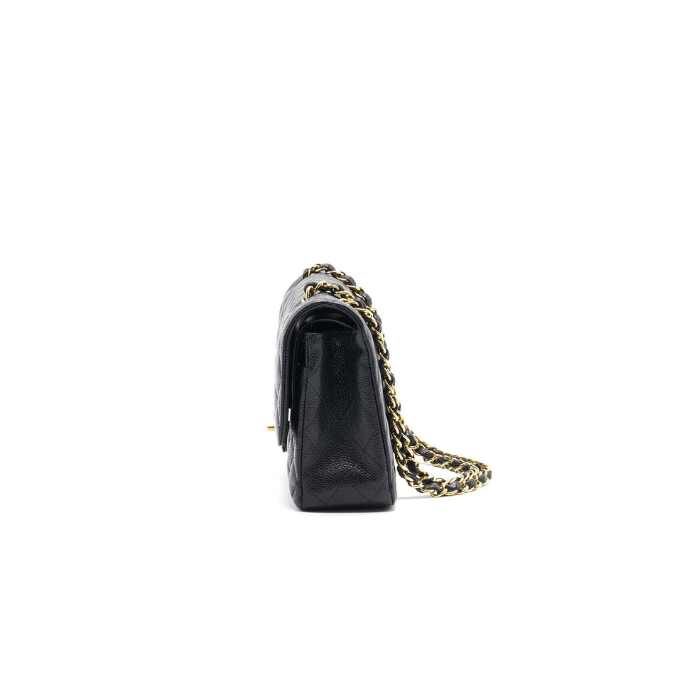 Chanel MEDIUM CLASSIC DOUBLE FLAP CAVIER Black and gold