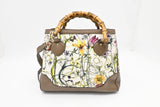 Gucci Bamboo 2way Bag in White Flora Canvas