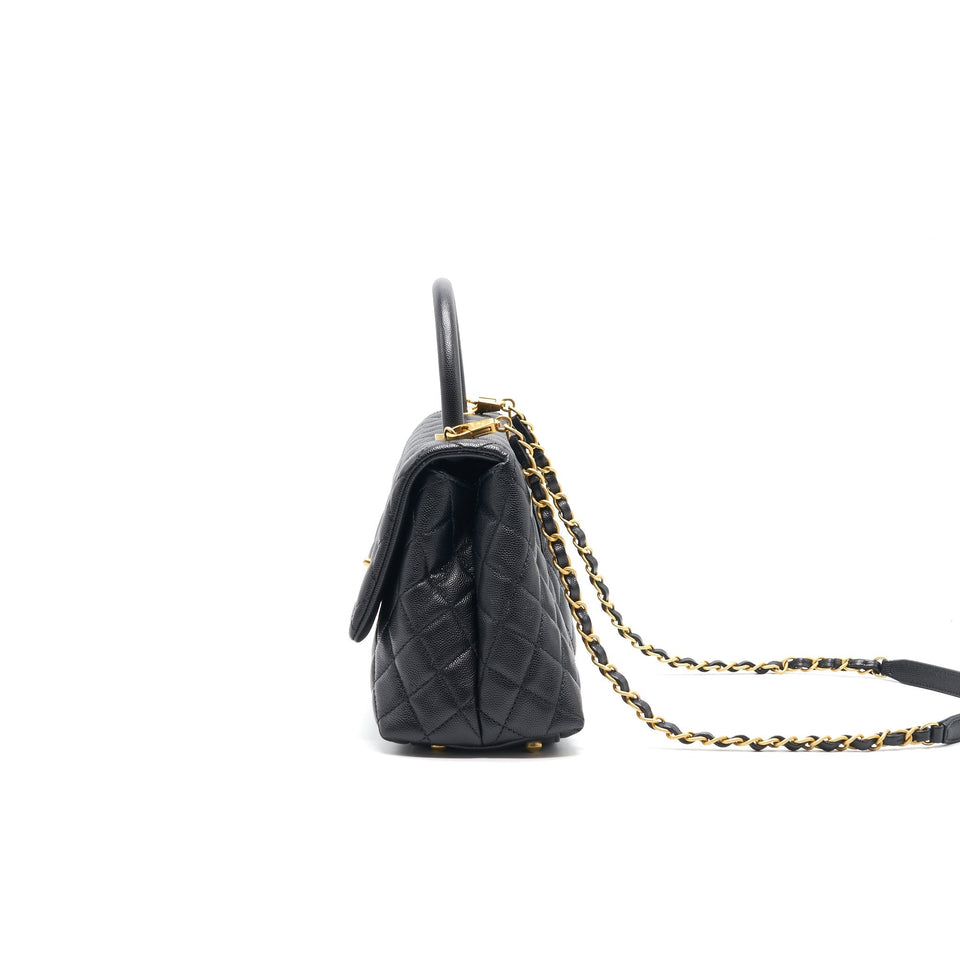 Chanel CAVIER MEDIUM COCO HANDLE FLAP BAG BLACK