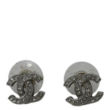 Chanel CC Crystal Earrings Silver