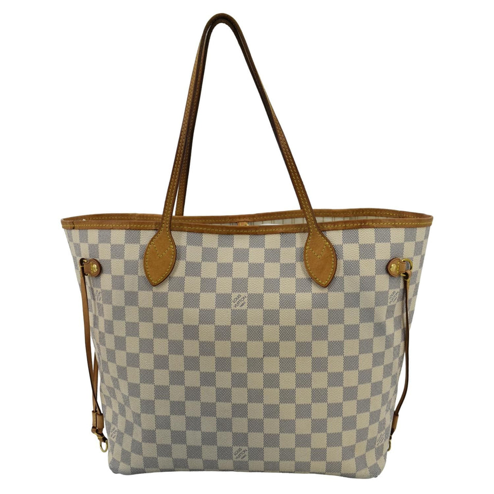 Louis Vuitton Neverfull MM Damier Azur Shoulder Bag White