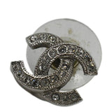 Chanel CC Crystal Earrings Silver