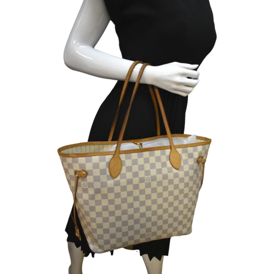 Louis Vuitton Neverfull MM Damier Azur Shoulder Bag White