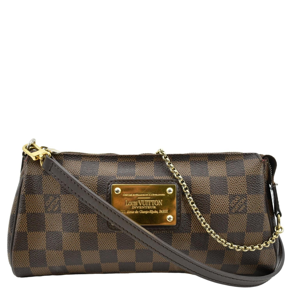 Louis Vuitton Eva Pochette Damier Ebene Clutch Crossbody Bag Brown