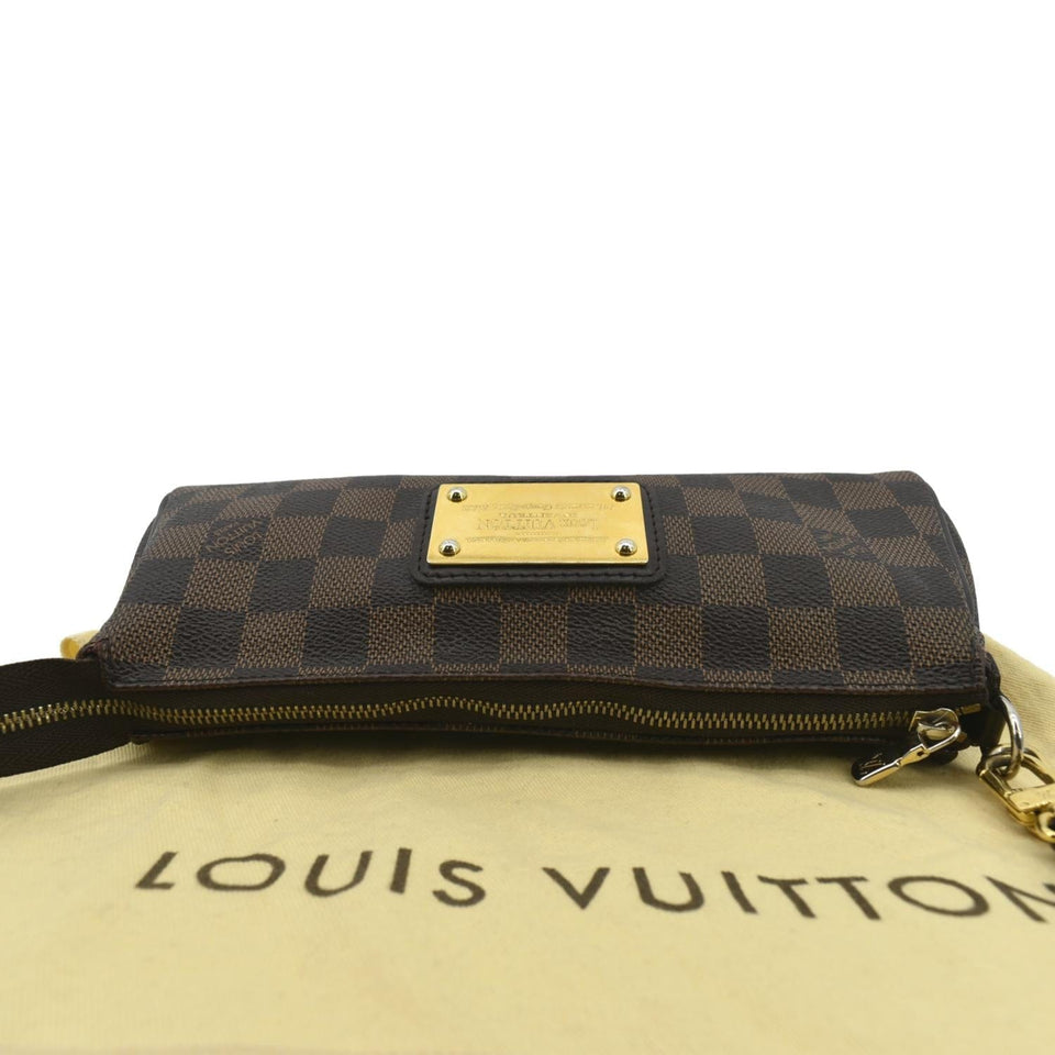 Louis Vuitton Eva Pochette Damier Ebene Clutch Crossbody Bag Brown