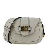 Christian Dior D Fence Calfskin Leather Saddle Bag White