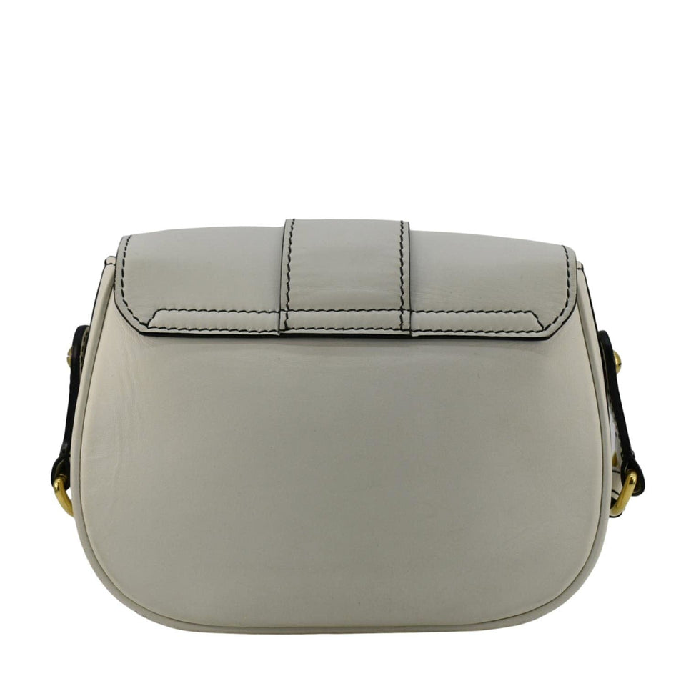 Christian Dior D Fence Calfskin Leather Saddle Bag White