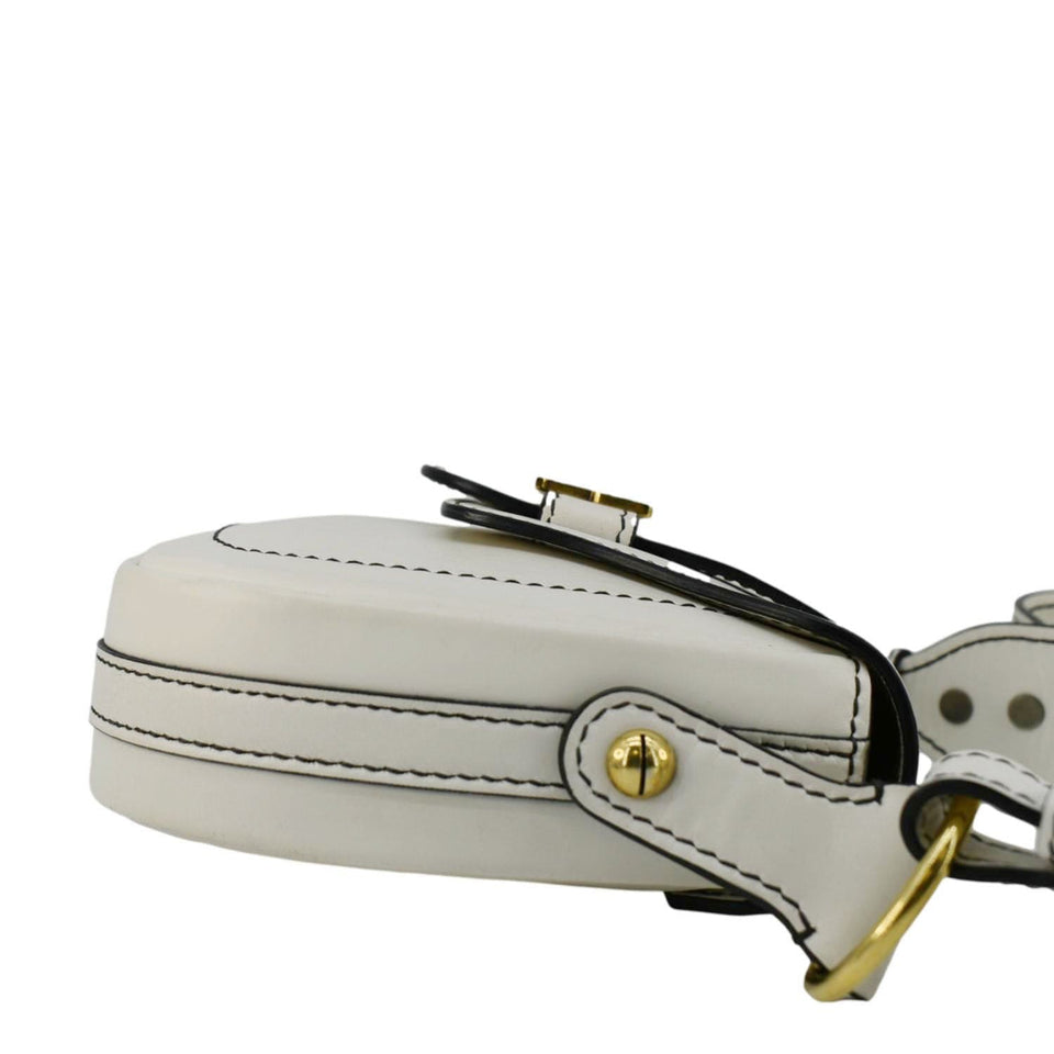 Christian Dior D Fence Calfskin Leather Saddle Bag White