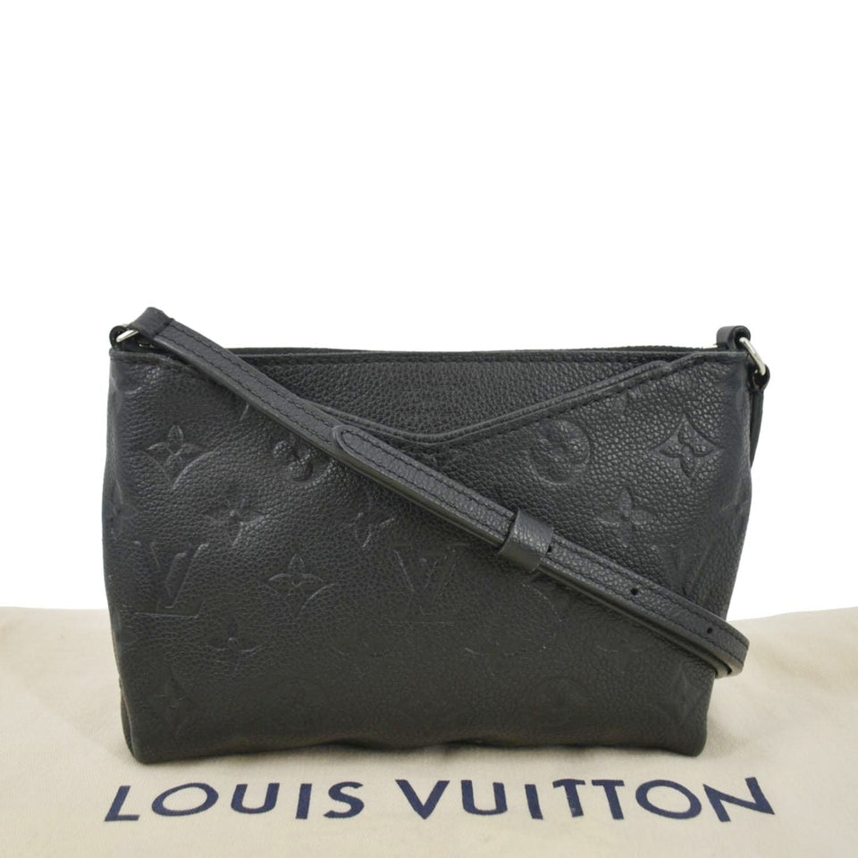 Louis Vuitton Pallas Monogram Empreinte Clutch Crossbody Bag Black