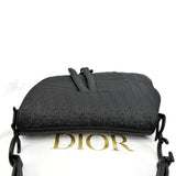 Christian Dior Saddle Oblique Embossed Calfskin Satchel Bag Black