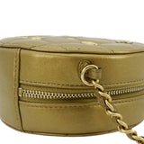 Chanel Egyptian Amulet Round Quilted Metallic Lambskin Chain Clutch Crossbody Bag Gold