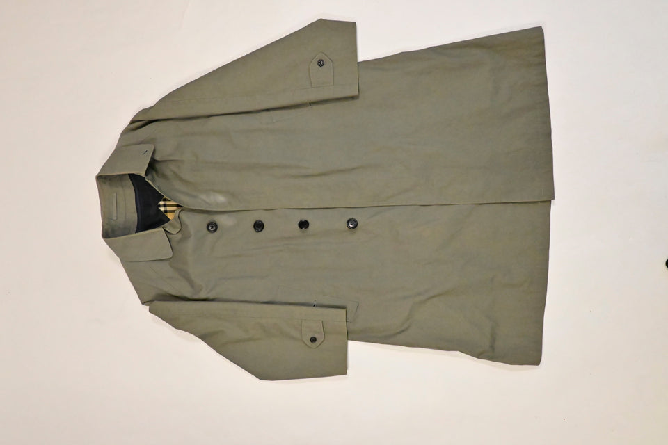 Burberry Trench Coat in Green-Grey Cotton