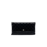 Chanel Patent Leather Fold Over Clutch Black