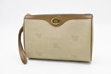 Burberry Wristlet Pouch in Beige Canvas
