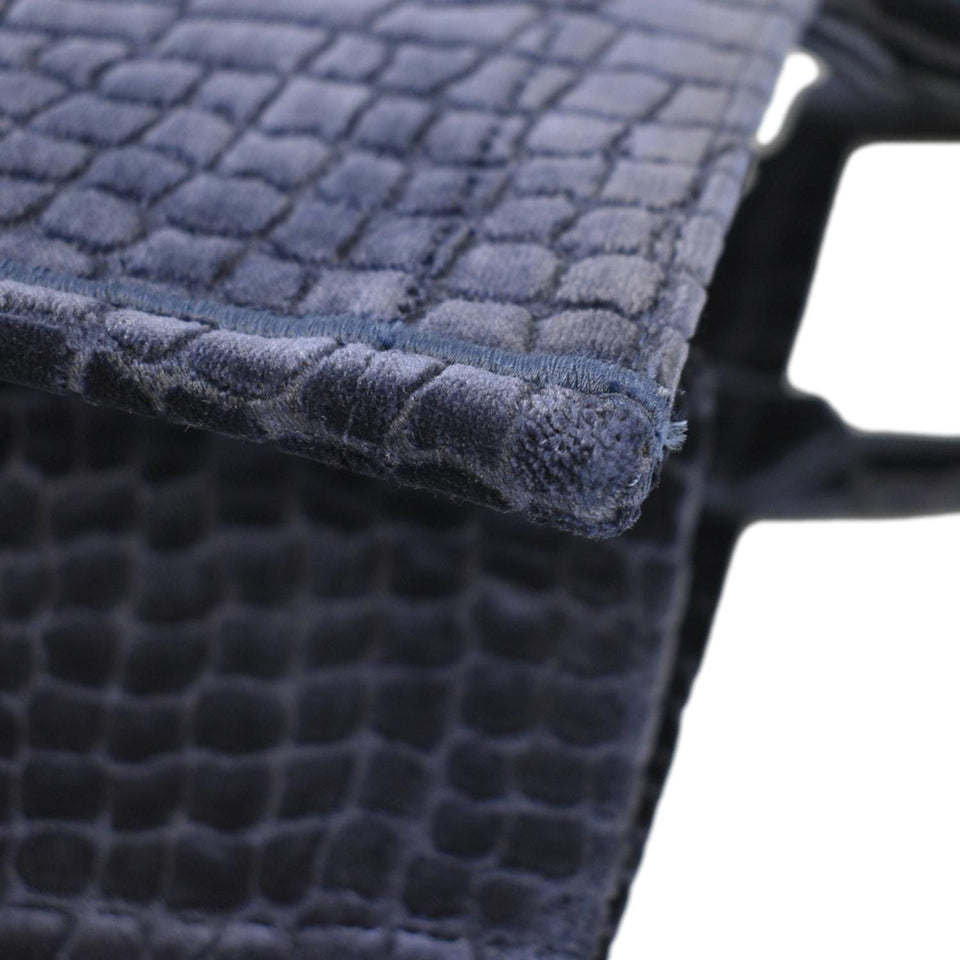 Christian Dior Large Book Embossed Velvet Tote Bag Navy