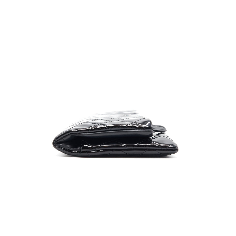 Chanel Patent Leather Fold Over Clutch Black