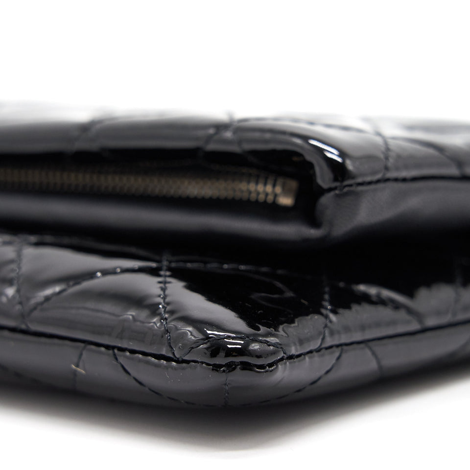 Chanel Patent Leather Fold Over Clutch Black