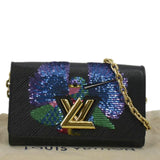 Louis Vuitton Twist Sequin Bird Epi Leather Chain Clutch Black