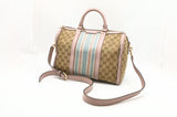Gucci Boston Bag in GG Canvas & Light Pink Leather
