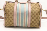 Gucci Boston Bag in GG Canvas & Light Pink Leather