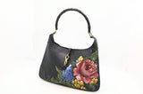 Gucci Jackie Shoulder Bag in Floral Black Leather