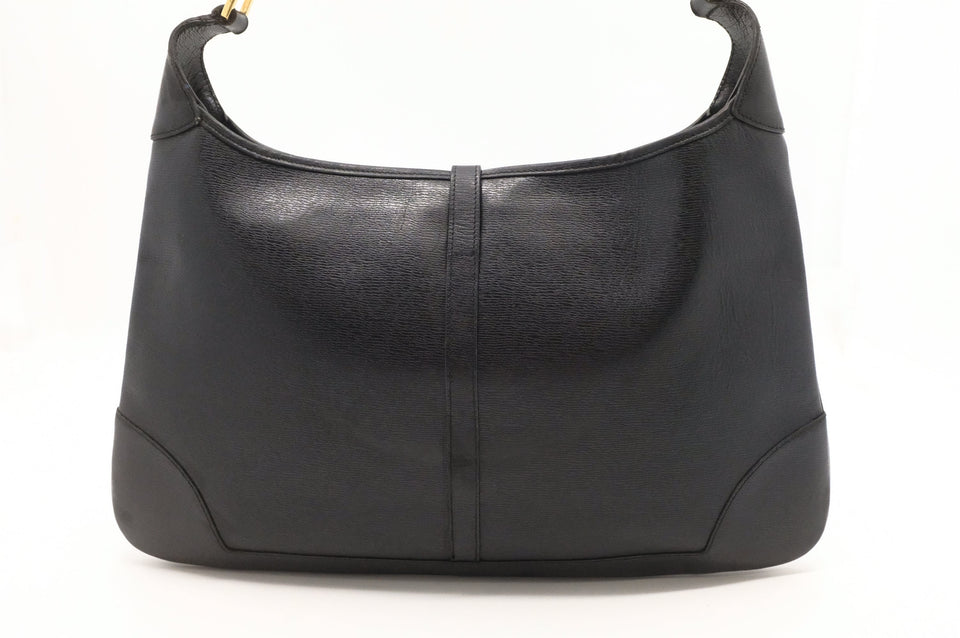 Gucci Jackie Shoulder Bag in Floral Black Leather