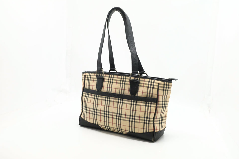 Burberry Shoulder Bag in Beige Check Canvas