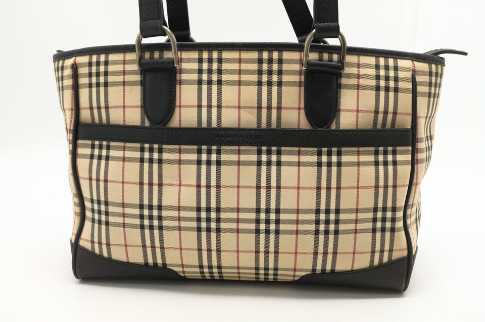 Burberry Shoulder Bag in Beige Check Canvas