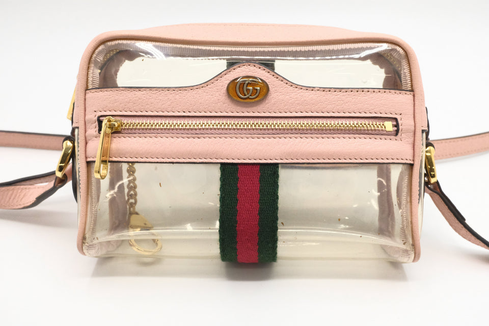 Gucci Ophidia Crossbody in Clear Vinyl & Pink Leather