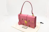 Gucci Cat Lock Shoulder Bag in Pink Leather